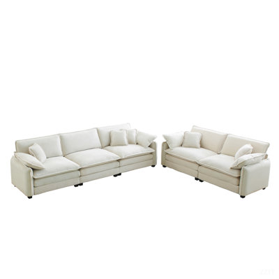Ensemble de canapé familial, canapé profond, canapé chaleureux pour le cinéma maison et le salon, un canapé 2 places et un canapé 3 places, velours côtelé beige