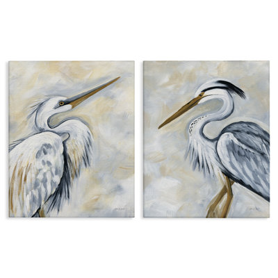 «White Egret Blue Heron», ensemble de 2 reproductions d'art sur toile par Yvette St. Amant