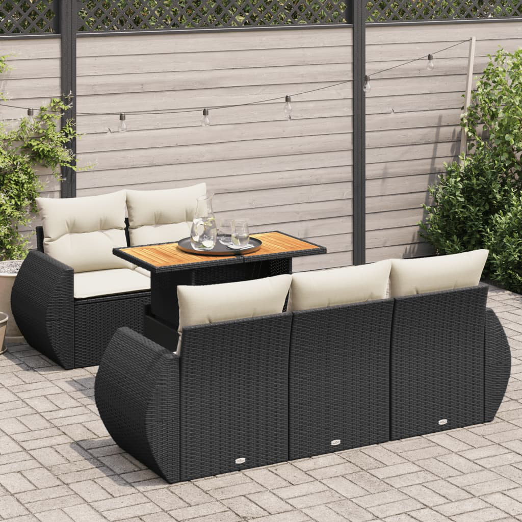 6-Tlg. Garten-Sofagarnitur Mit Kissen Poly Rattan