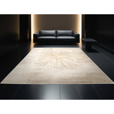 Tapis beige moderne et contemporain lavable à la machine Fieldston New Years