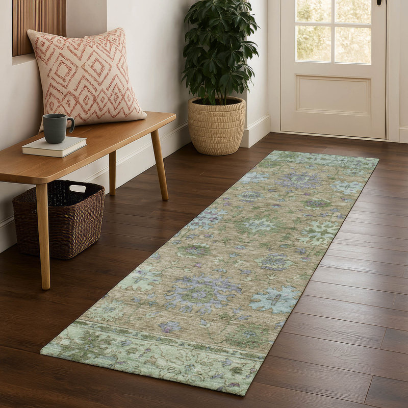 Premium Machine Washable Mayfield AMF2052 Global Rug, 2'3" x 7'6" Runner, Brown