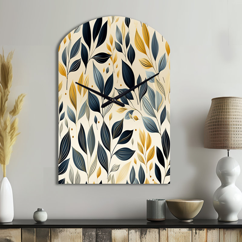 Horloge murale moderne à motif de feuilles VI, Moyenne