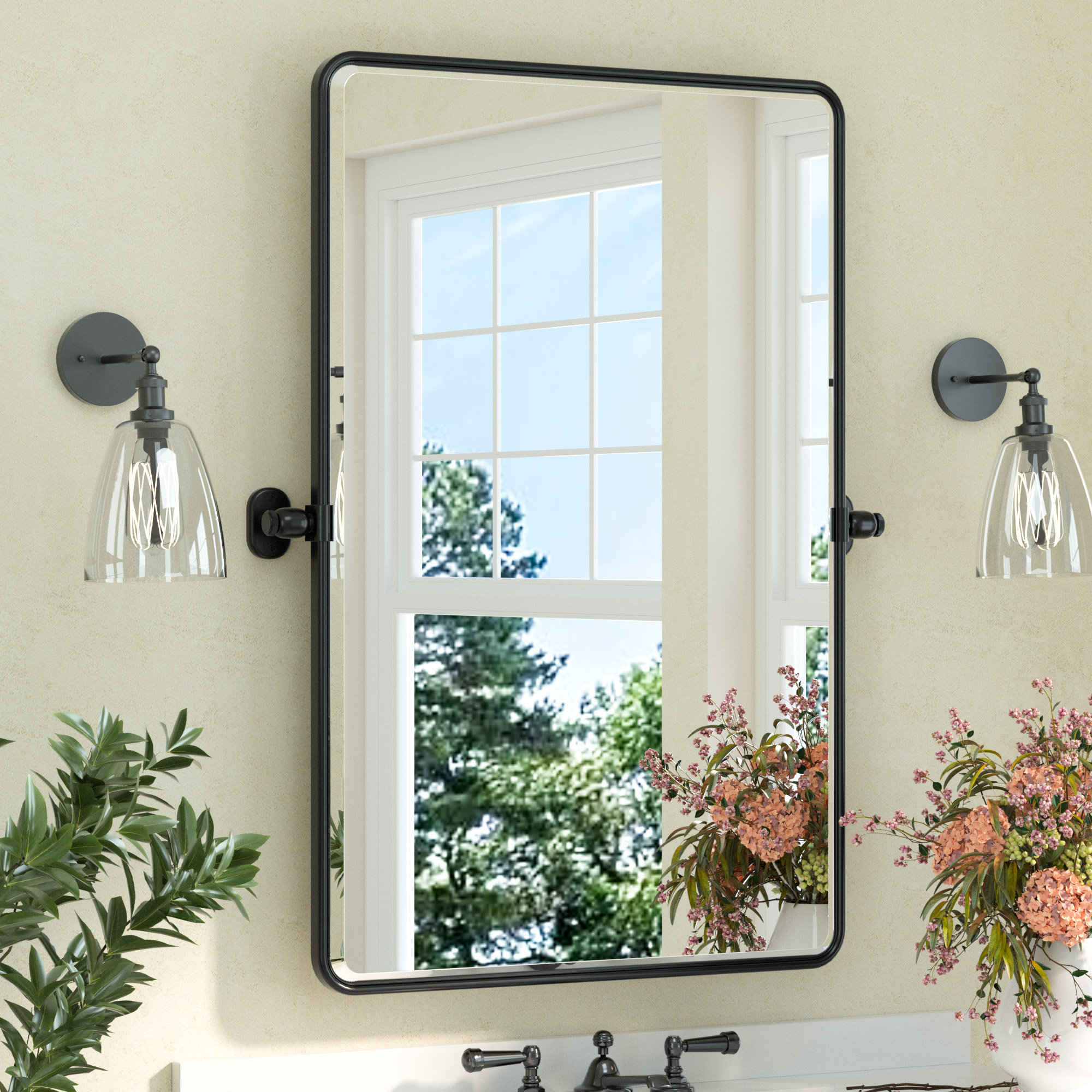 Ebern Designs Bathroom Tilt Mirror with Aluminum Alloy Frame, Pivot ...
