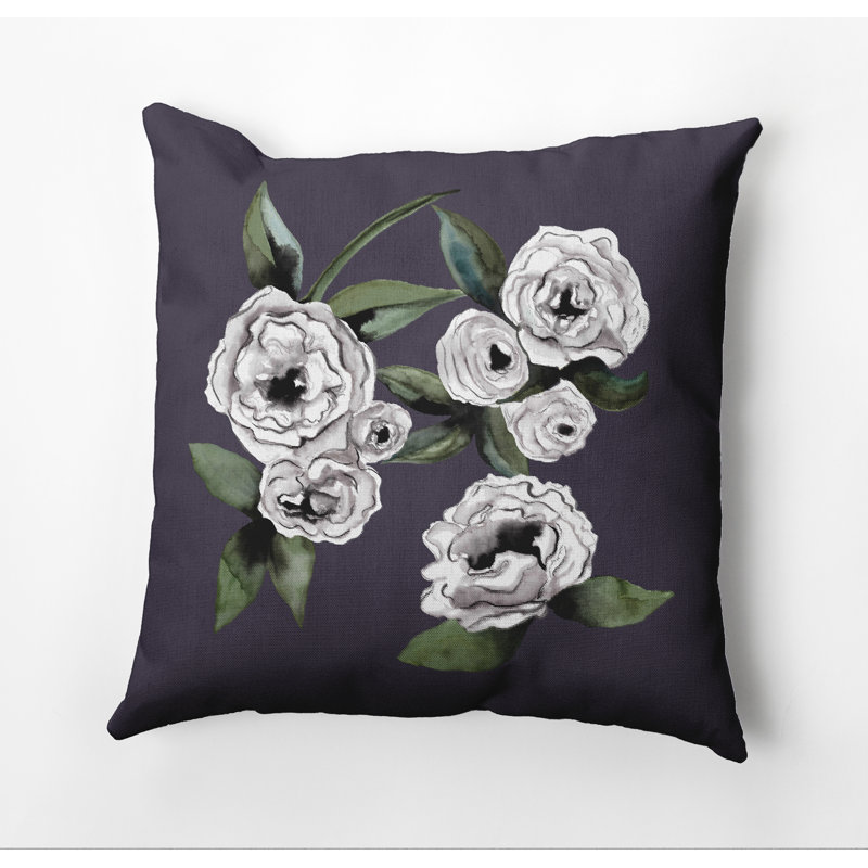 Housse et insert de coussin carré d'extérieur Fickle Florals, 16 po x 1 po, Mauve