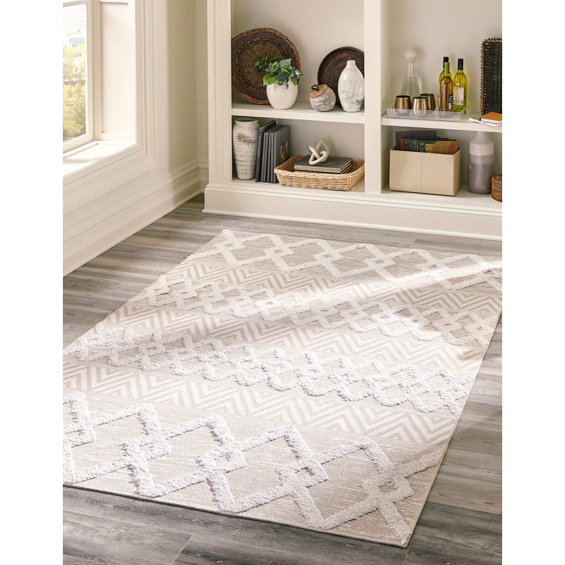 Jordalier Cotton Geometric Indoor Rug, Rectangle 6'4" x 9'