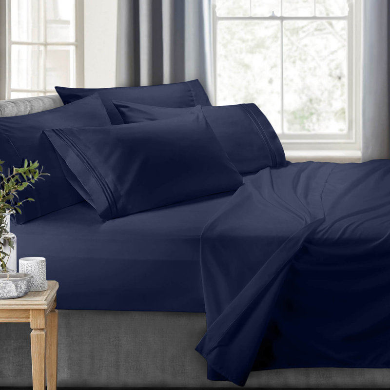 RV/Short Queen Microfiber Sheet Set, Navy Blue