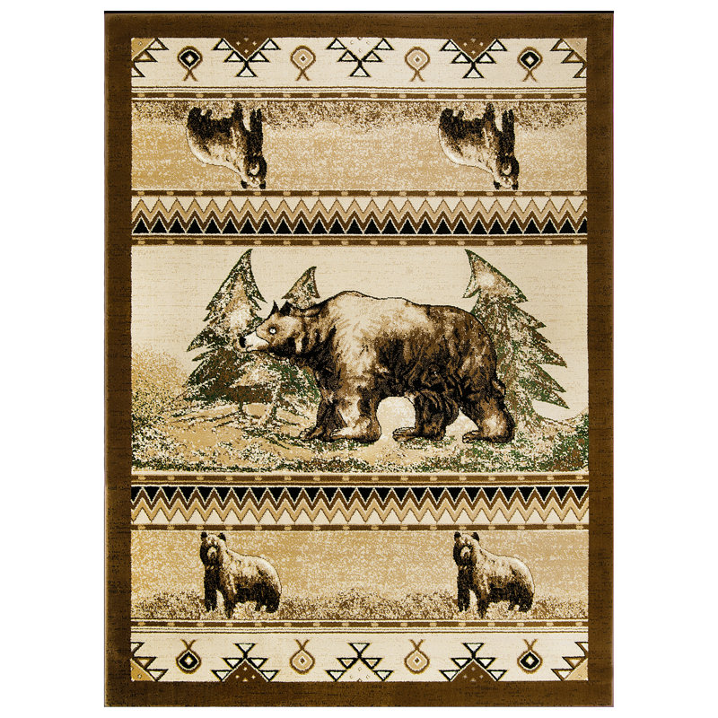 Tapis brun / crème en polypropylène Tristian, Rectangle 2 pi x 3 pi