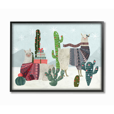 " Holiday In The Desert Llamas With Cacti And Sweaters "