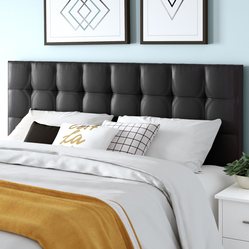 Lily Upholstered Vinyl Queen Headboard, Queen, Leather Brown