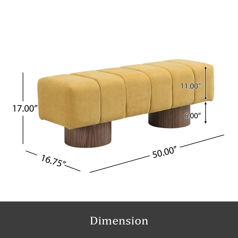 Dining Bench For Dining Room, No-Assembly End Of Bed Entryway Bench Ottoman For Bedroom Living Room, Yellow