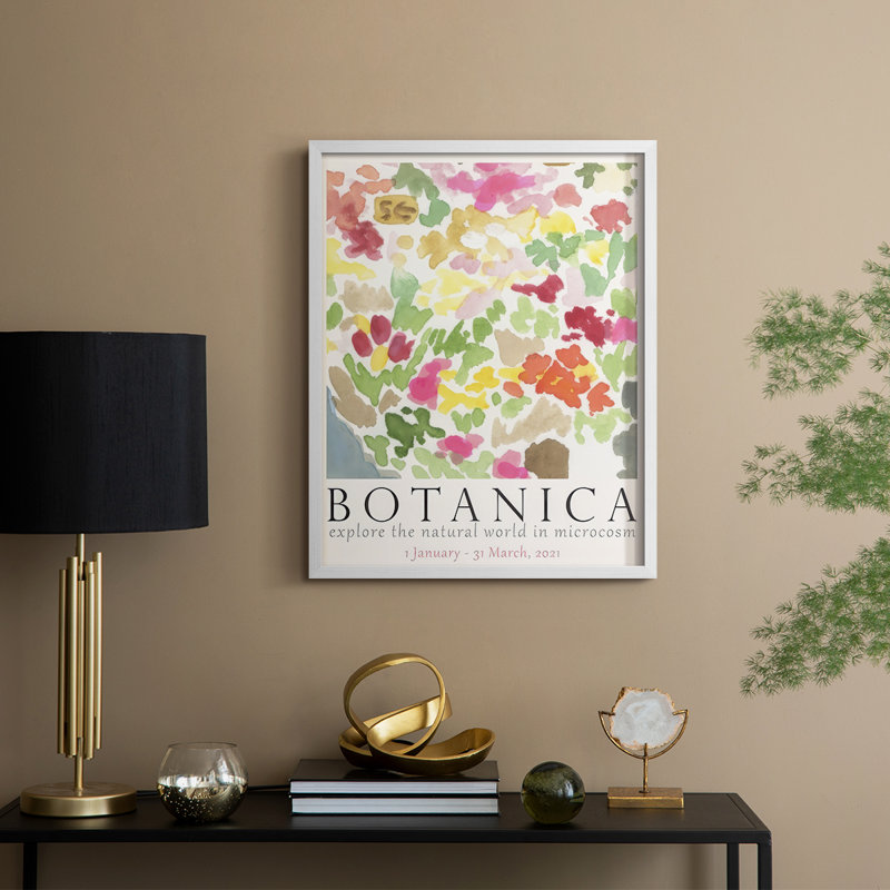 Affiche d'exposition botanique I, reproduction encadrée - bois massif, H 30 po x l 24 po, Blanc
