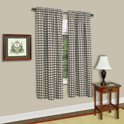 Souri Gingham Window Curtain Panel Set 63" (Set Of 2) - Taupe