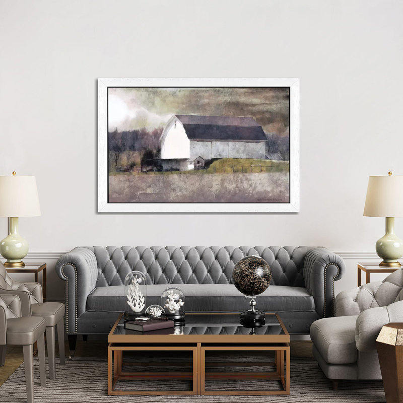 Rustic White Barn Scene I by Bluebird Barn - Wrapped Canvas Print, White Floater Framed, 66.04 cm H x 45.72 cm W