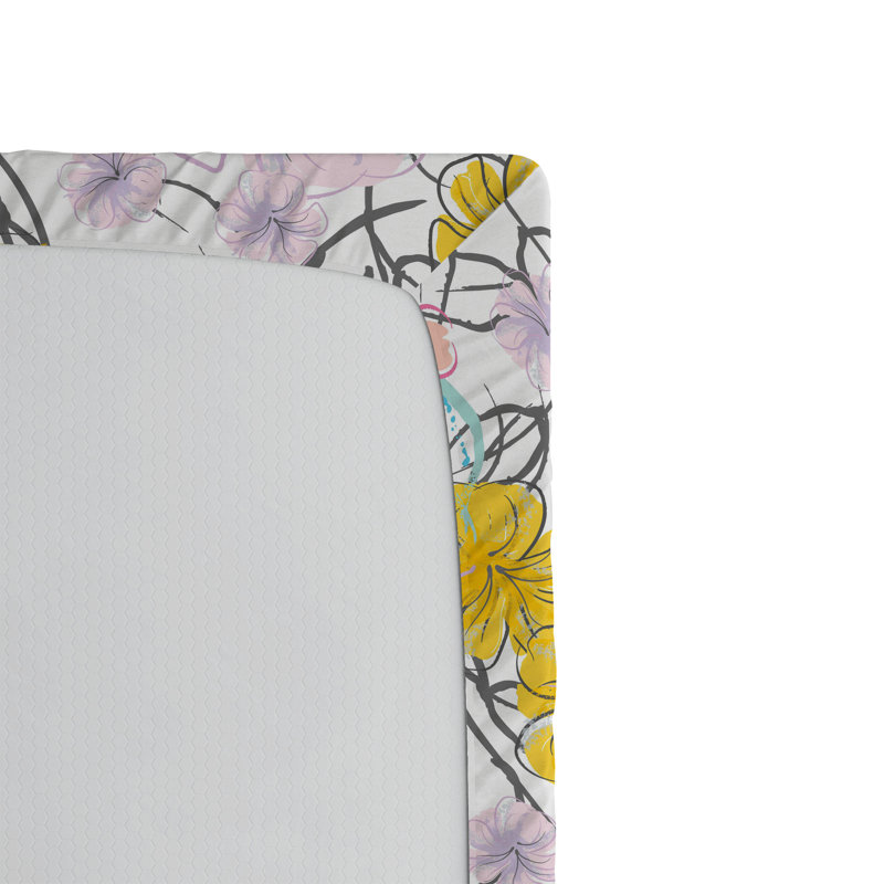 Drap-housse à motif floral Ambesonne, Moutarde, mauve pastel / floral, Drap-housse de taille très grand