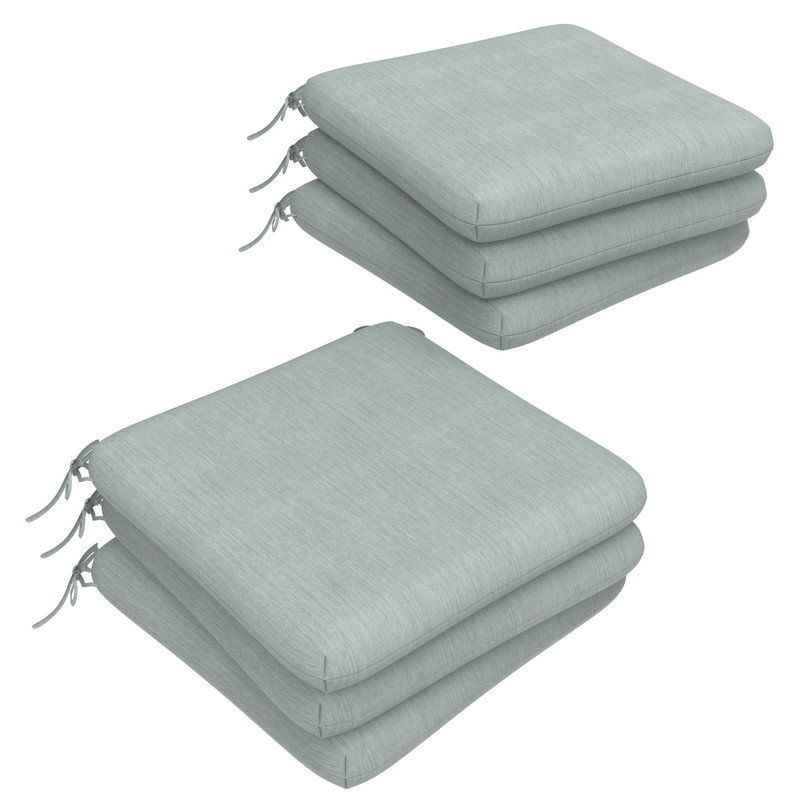 Sunbrella Square Dining Chair Cushions, 3" Foam Replacement Cushion, 6, Cast Mist