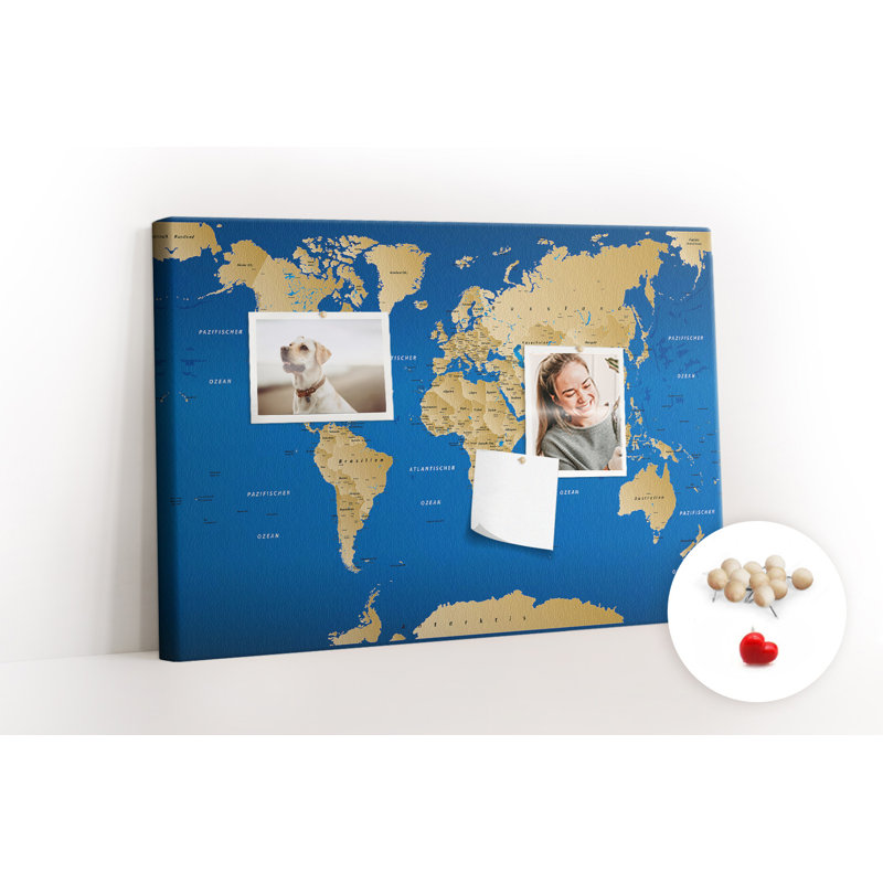Wall Mounted bulletin board print home decor kitchen notice board home office corkboard World countries
