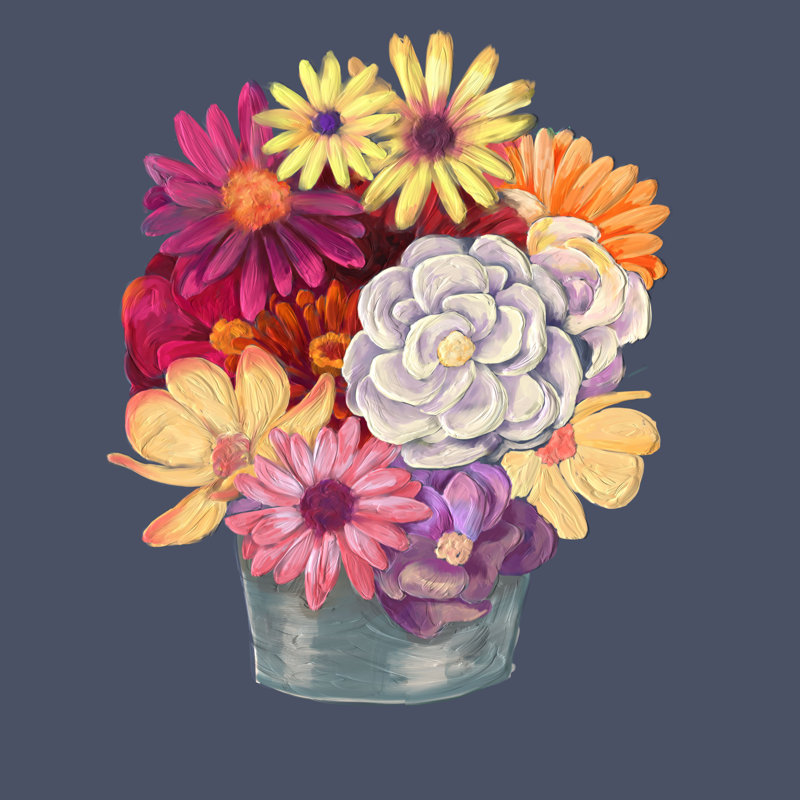 Colourful Bouquet - Wrapped Canvas Painting, 76cm H x 76cm W x 3.8cm D