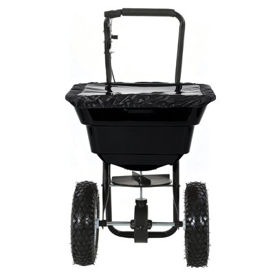 Épandeur à diffusion par pression de 100 lb avec roues de 13 po, épandeur de gazon réglable pour les semences, les engrais et le sel