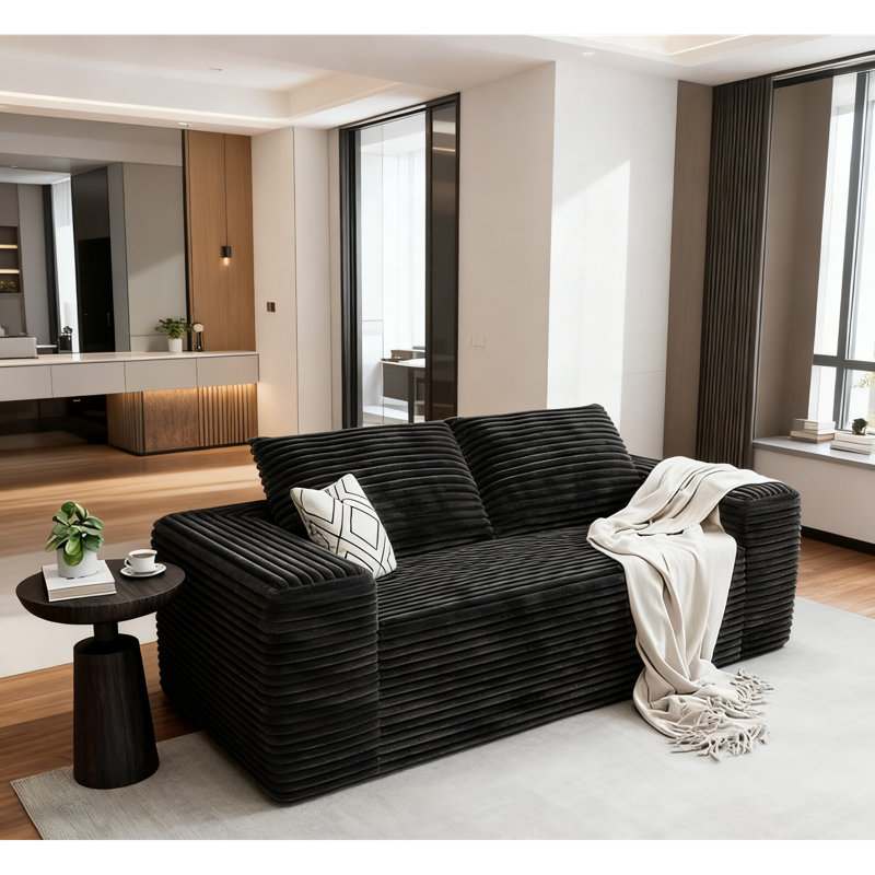 Canapés en velours côtelé peu encombrant, compact noir moderne pour la maison