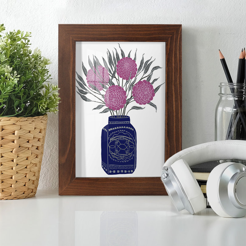 «Fontayne Painted Vase III», reproduction encadrée sur papier, H 9 po x l 7 po x P 1 po, Châtaigne