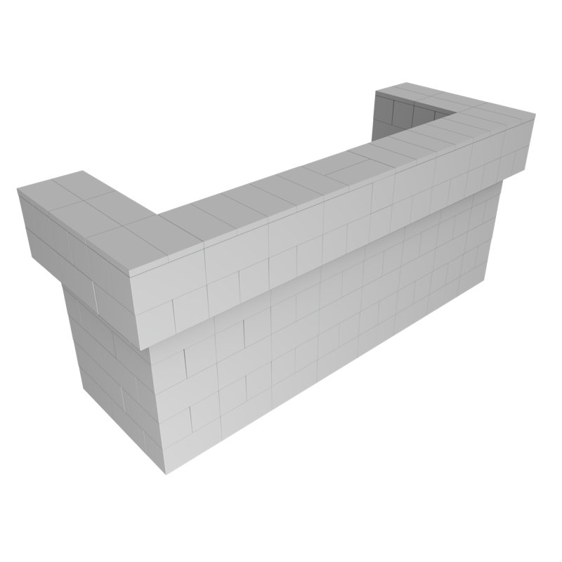 Ensemble de bar / comptoir en porte-à-faux 2 couches EverBlock, Gris clair, H 43 po x l 102 po x P 24 po