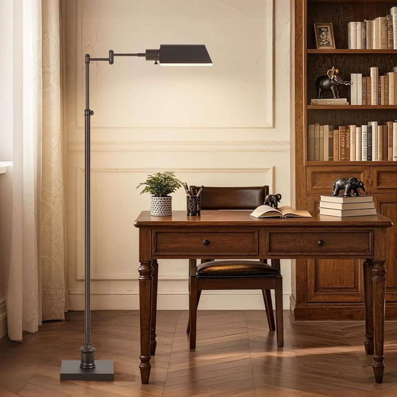 62.75" Height Adjustable Pharmacy Floor Lamp, ?6-Way Dimmable, 360° Swing Arm, Adjustable Arm, Standing Lamp For Reading, Sewing, And Craft