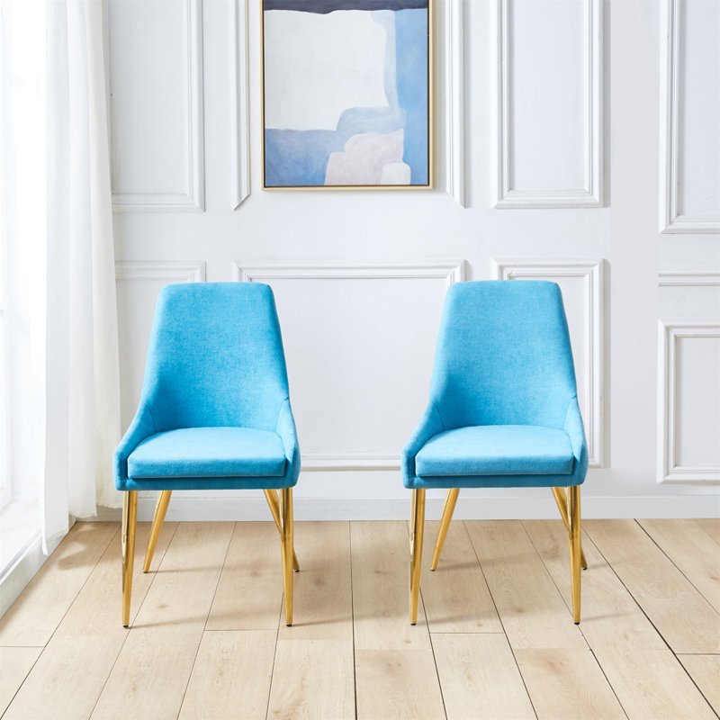 Kuido 19.3'' H Upholstered Dining Chair, Light Blue