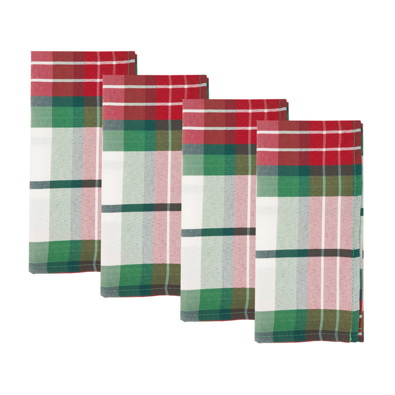 Ensemble de 4 serviettes de table en tissu à motif écossais multicolores l 20 po x L 20 po