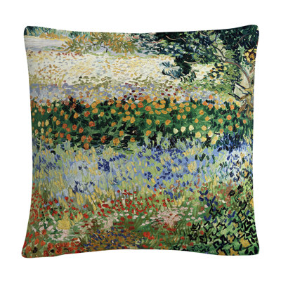 Vincent Van Gogh ''Garden In Bloom'' 16 X 16 Decorative Throw Pillow