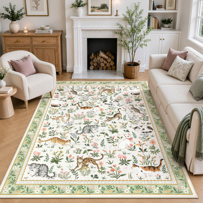 Tapis de couloir à motif floral mignon antidérapant