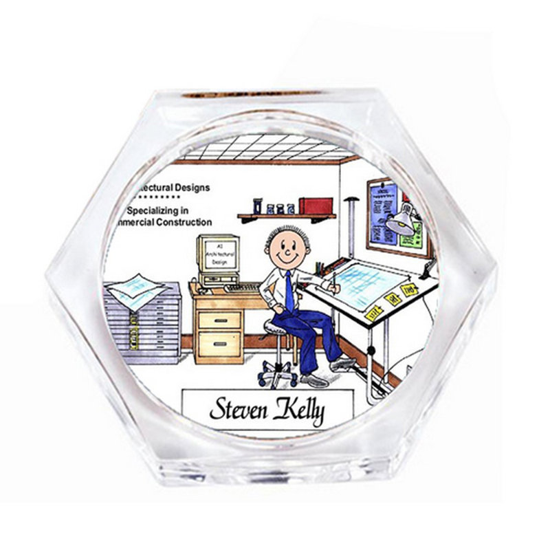 Personnalisé architecte / ingénieur - ensemble de cadeau pour sous-verre à boisson (4 sous-verres), Oui