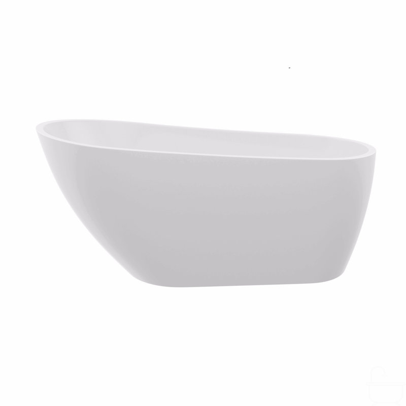 Baignoire autoportante blanche 67 po en acrylique avec trop-plein et drain chromés 67 po