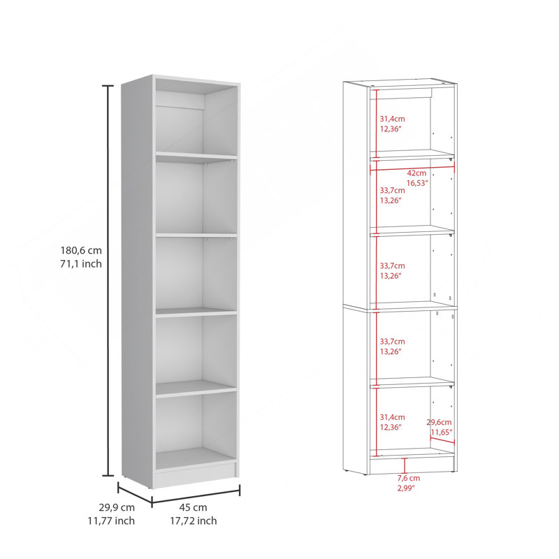 Ensemble de bibliothèque 3 pièces, 67 po de largeur avec 13 tablettes, ensemble de salon blanc, Blanc