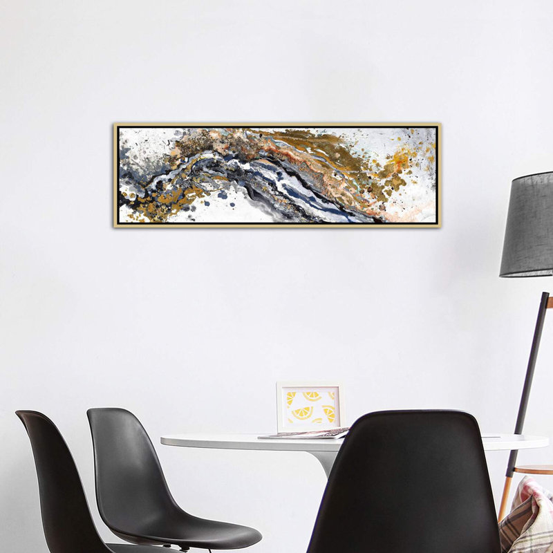«Turbulence» par Patricia Pinto, impression sur toile tendue, Toile avec cadre or, Pas de tapis, H 20 po x l 60 po x P 1,5 po