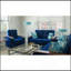 Causeuse rembourrée avec garniture en bois et garniture en bois, microfibre bleue-1456543152