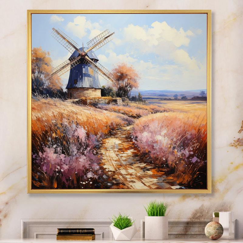 Mill Wind Gentle Breeze II - imprimé, H 30 po x l 30 po x P 1 po, Cadre flottant doré