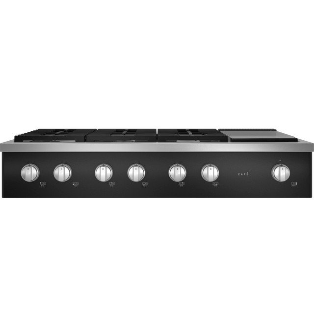Café 48" Commercial-Style Gas Rangetop With 6 Burners And Griddle (Natural Gas), Matte Black