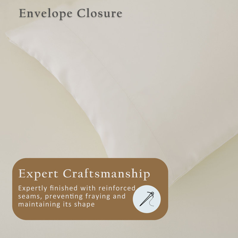 Ensemble de 2 taies d'oreiller en viscose TOSMO, Ensemble de taie d'oreiller très grand californie, Beige
