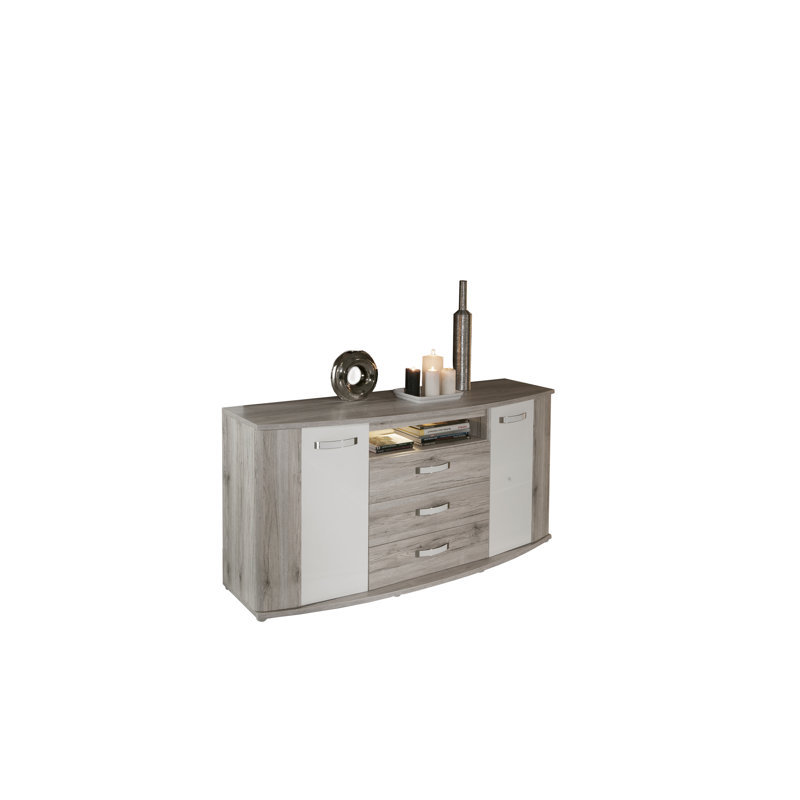 Mickie 169.8cm Sideboard, Sand oak/White gloss