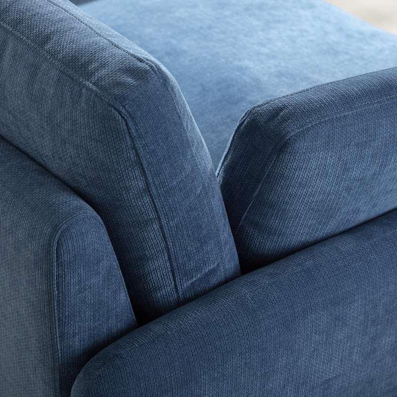 Fauteuil surdimensionné en chenille avec assise profonde, Bleu