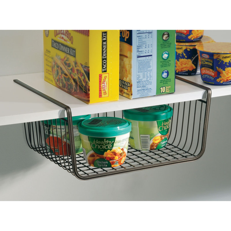Bronzed Black Metal Under Shelf Storage Basket Organizer