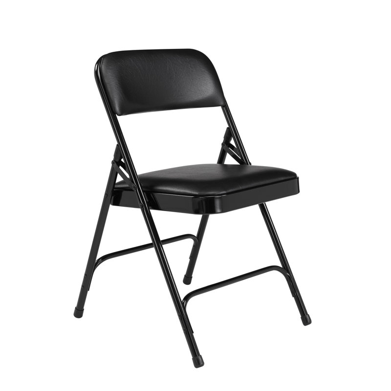 Chaise pliante en vinyle Symple Stuff Humbert, Noir / noir