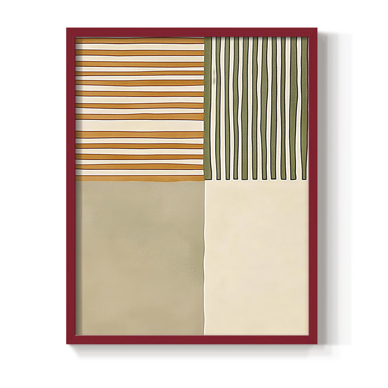 Impression abstraite encadrée CXIX - prête à être suspendue - fabriquée aux États-Unis, Rouge, H 14 po x l 11 po