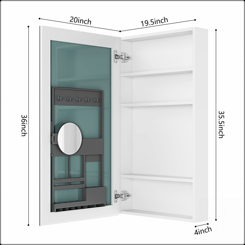 Armoire à pharmacie sans cadre avec bords biseautés, espace de rangement spacieux pour les salles de bain modernes