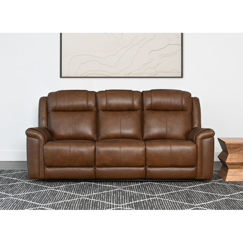 Daquann Leather Manual Reclining Sofa, Brown