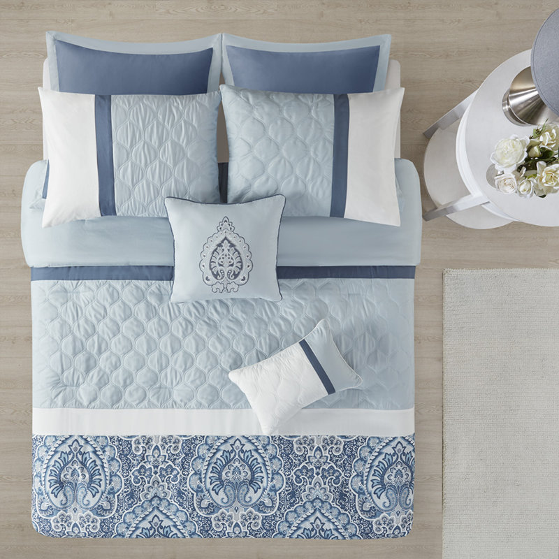 Ensemble d'édredon élégant pour grand lit 8 pièces avec bourre hypoallergénique