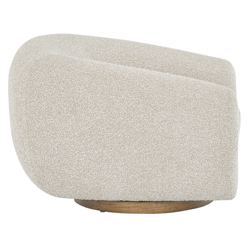 Curated Swivel Armchair, Cream Polyester