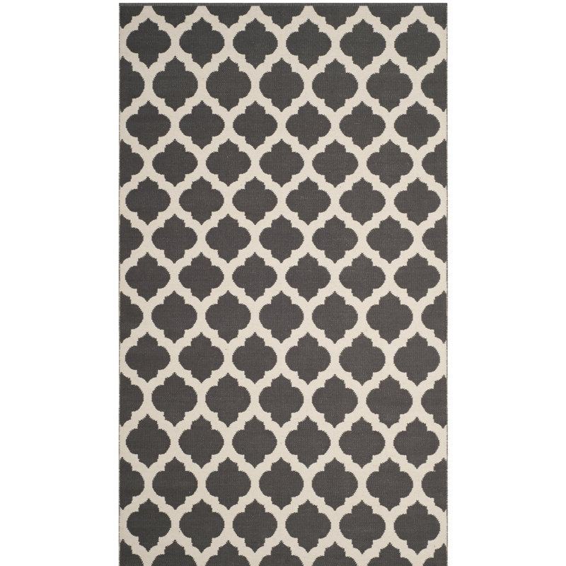Romona Hand Woven Cotton Geometric Rug, Rectangle 5' x 8'