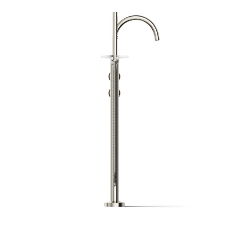 Components Floor-Mount Bath Filler Trim, Wheel Handle, Polished Nickel