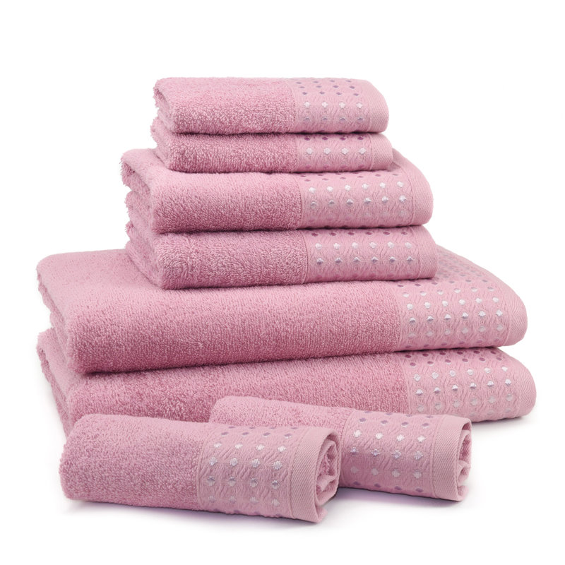 Fukuichi 8 Piece Turkish Cotton Towel Set, Rose